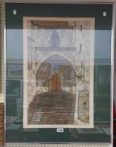 †Valerie Thornton: two vintage metal framed large format signed limited edition aquatint etchings,