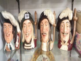 Four large Royal Doulton Musketeer character jugs comprising 'Porthos' D6440, 'Athos' D6452, '
