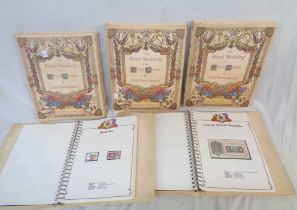 Five 1980 Royal Wedding albums containing almost full sets of Commonwealth commemorative mint stamps