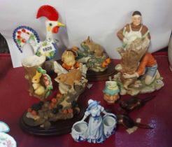 A quantity of ceramics including a Hummel figurine, two Country Artists resin mouse figurines, two