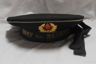 A vintage Soviet sailor's hat with handwritten name within