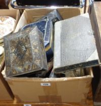 A box containing a quantity of collectable items including parasols, Brownie camera, etc.