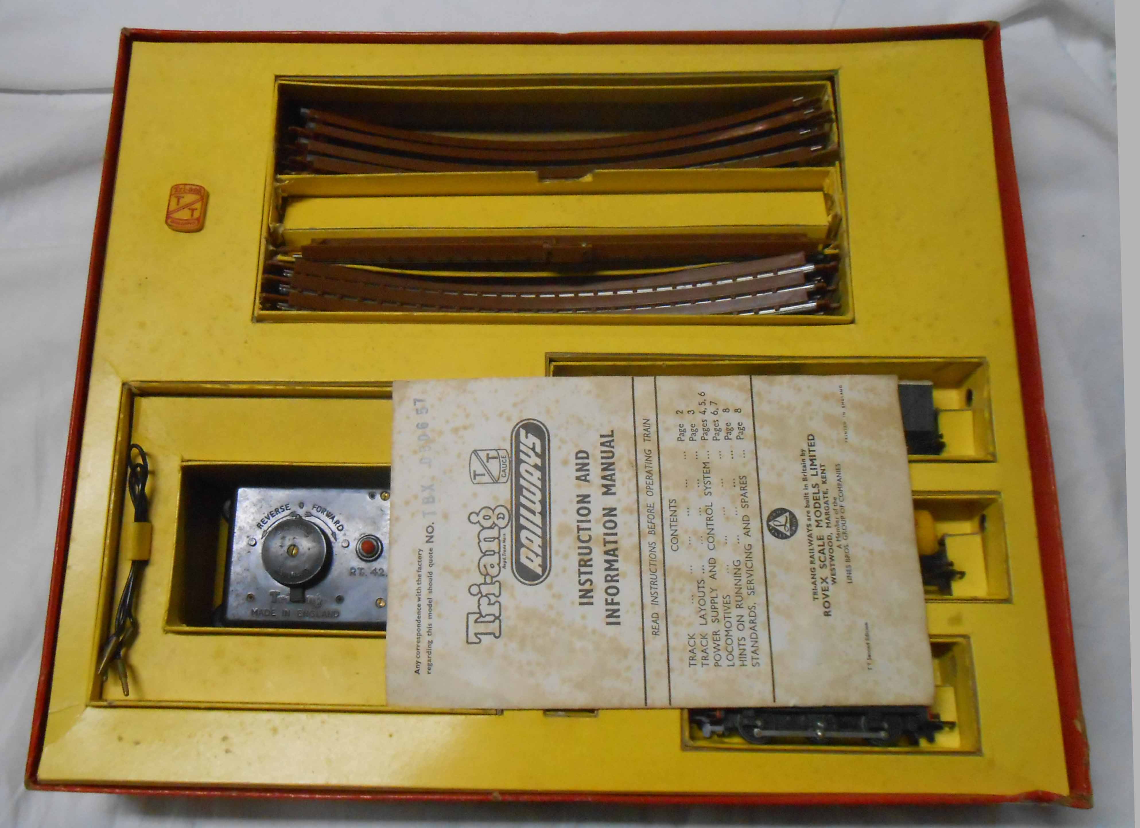 A vintage boxed TBX T/T gauge Tri-ang train set - 1950's