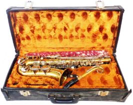 A cased Amati Kraslice ASS21 Alto saxophone