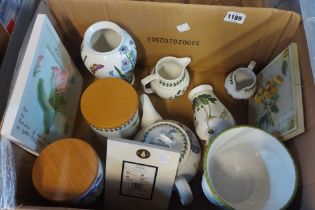 A box containing a small quantity of Portmeirion and other pottery including Carlton Ware, etc.