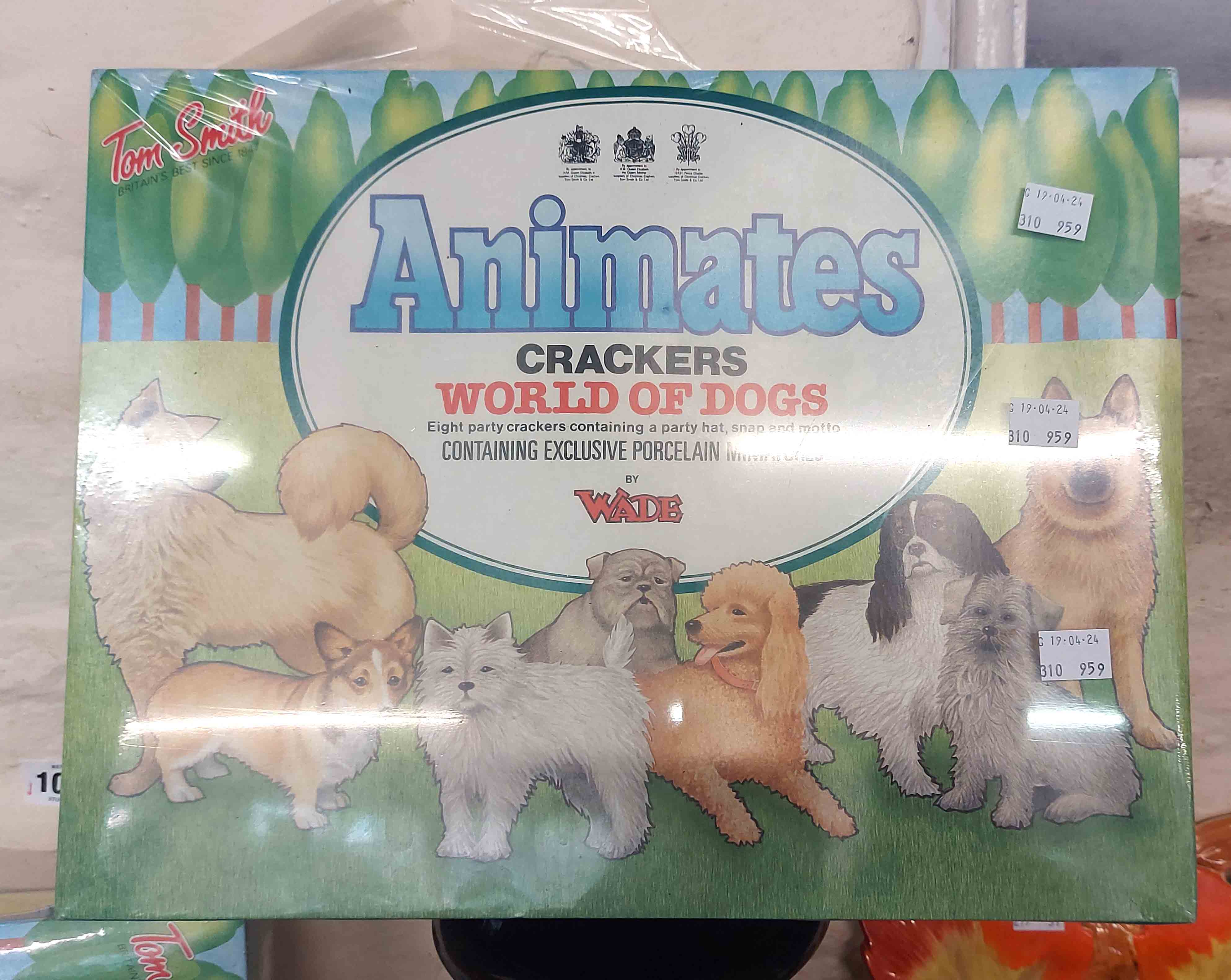An unopened box of Tom Smith Animates crackers each containing a Wade Whimsie from the 'World of