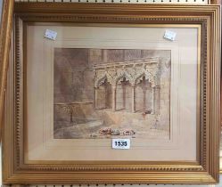 Rev. Charles Pratt Terrot (attributed): a gilt framed 19th Century watercolour architectural study