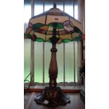 A contemporary Tiffany style coloured glass lamp shade