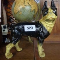 A modern painted cast metal French bulldog