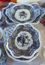 A quantity of early 19th Century Spode plates and dishes with transfer printed decoration -