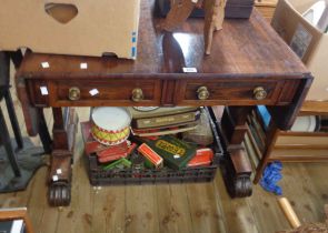 An 87cm 19th Century rosewood sofa table with two frieze drawers, set on flanking standard ends with