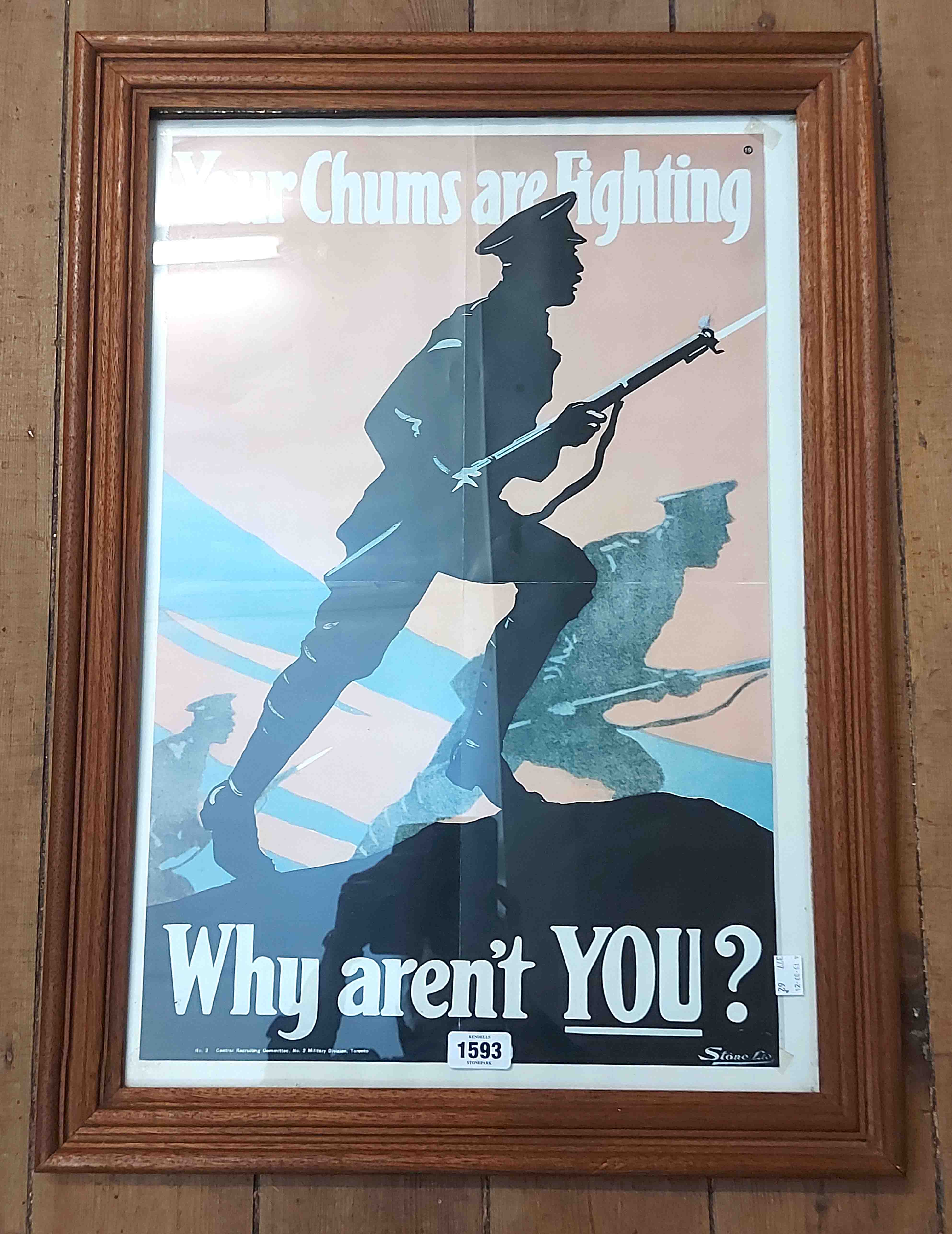 A framed 1979 coloured reprint recruiting poster for the Canadian army - the original by Stone Ltd.