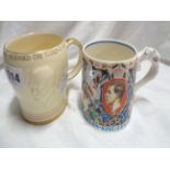 A Crown Devon pottery 1936 Coronation and Abdication mug for Edward VIII - sold with a Dame Laura