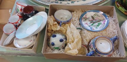 A vintage Dunhills sweets box containing a Japanese eggshell porcelain part child's tea set - sold
