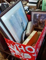 A box containing RAF prints, plates, etc.