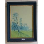 L. Barnard: a framed oil on canvas, depicting trees in a field - signed