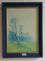 L. Barnard: a framed oil on canvas, depicting trees in a field - signed