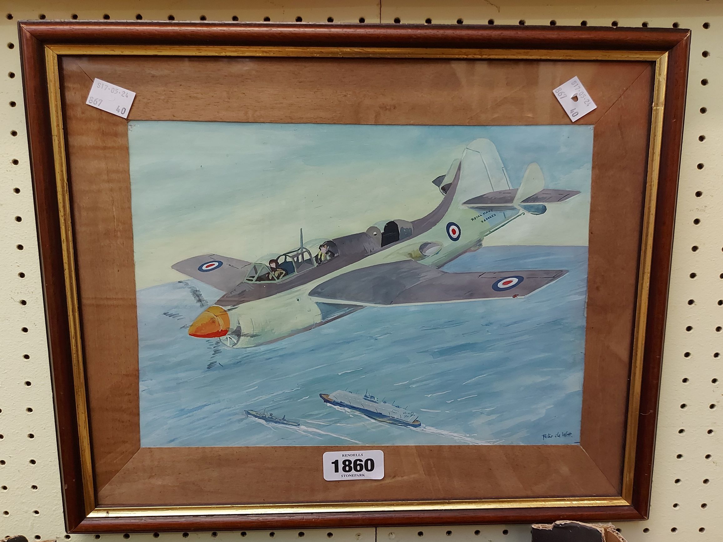 Peter de Witt: a framed watercolour study a Fairy Gannet, aircraft (anti-submarine reconnaissance)