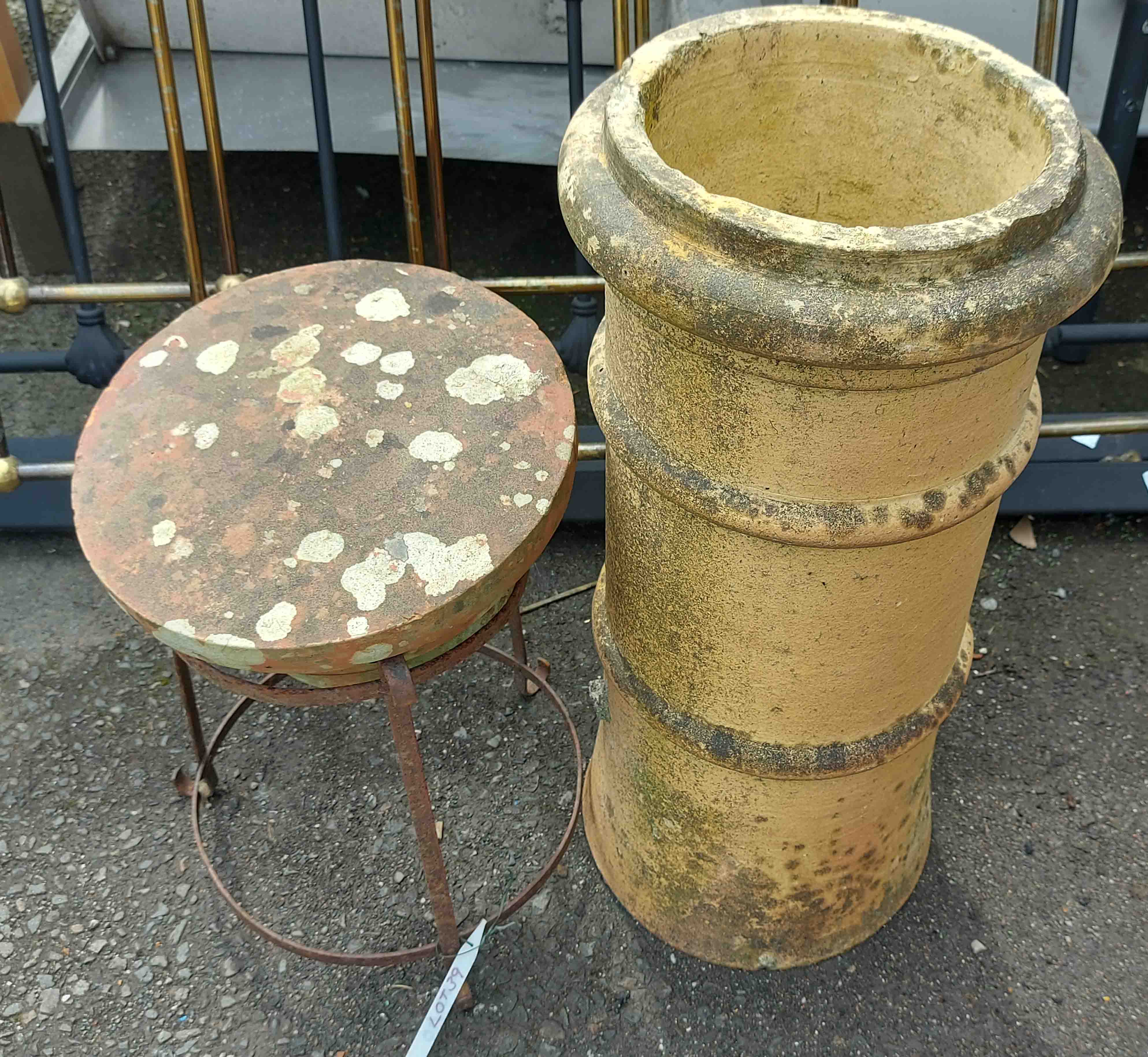 A chimney pot, associated cap and stand