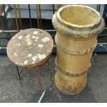 A chimney pot, associated cap and stand