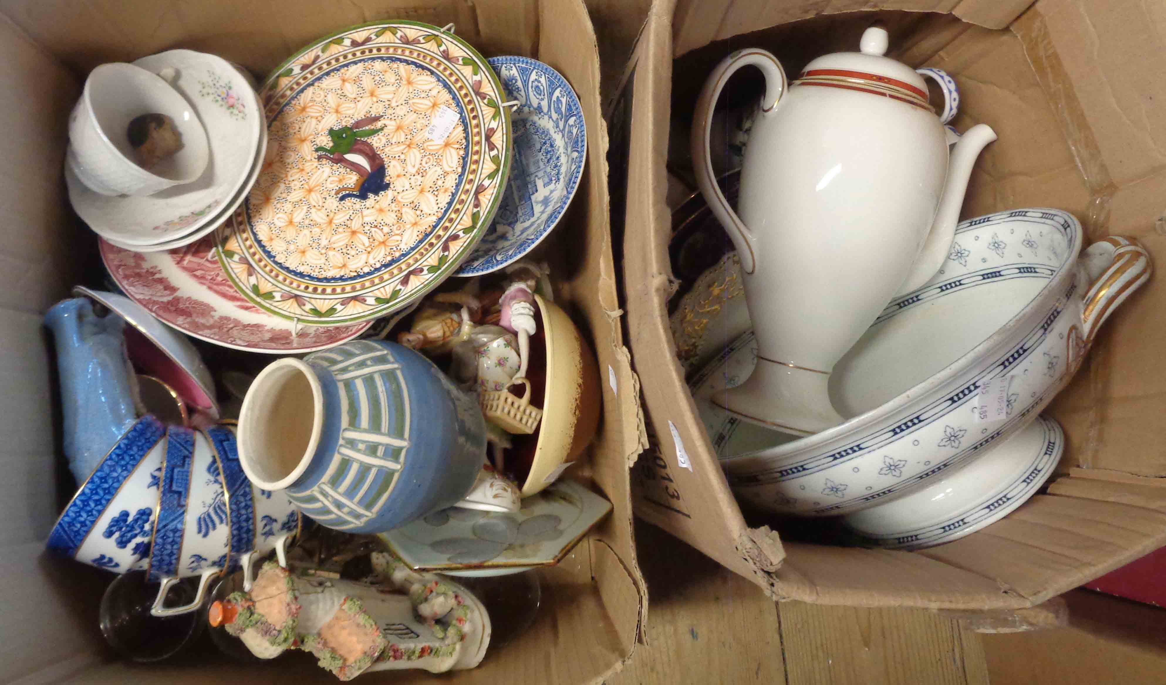 A box containing a quantity of ceramics - sold with another similar