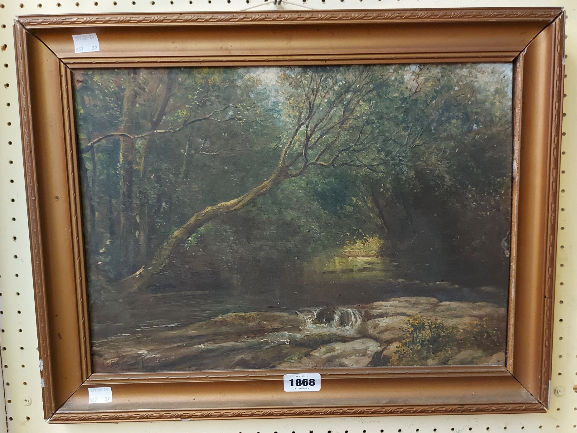 Raymond Lynde (1854 to 1926): a gilt framed oil on panel entitled 'The River Avon at Avonwick' -