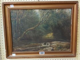 Raymond Lynde (1854 to 1926): a gilt framed oil on panel entitled 'The River Avon at Avonwick' -