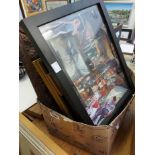 A box containing a quantity of framed coloured prints including box framed 3D 'Hollywood Dreams'