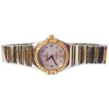 An Omega Constellation 'My Choice' lady's bi-metal wristwatch with diamond set bezel, grey dial,