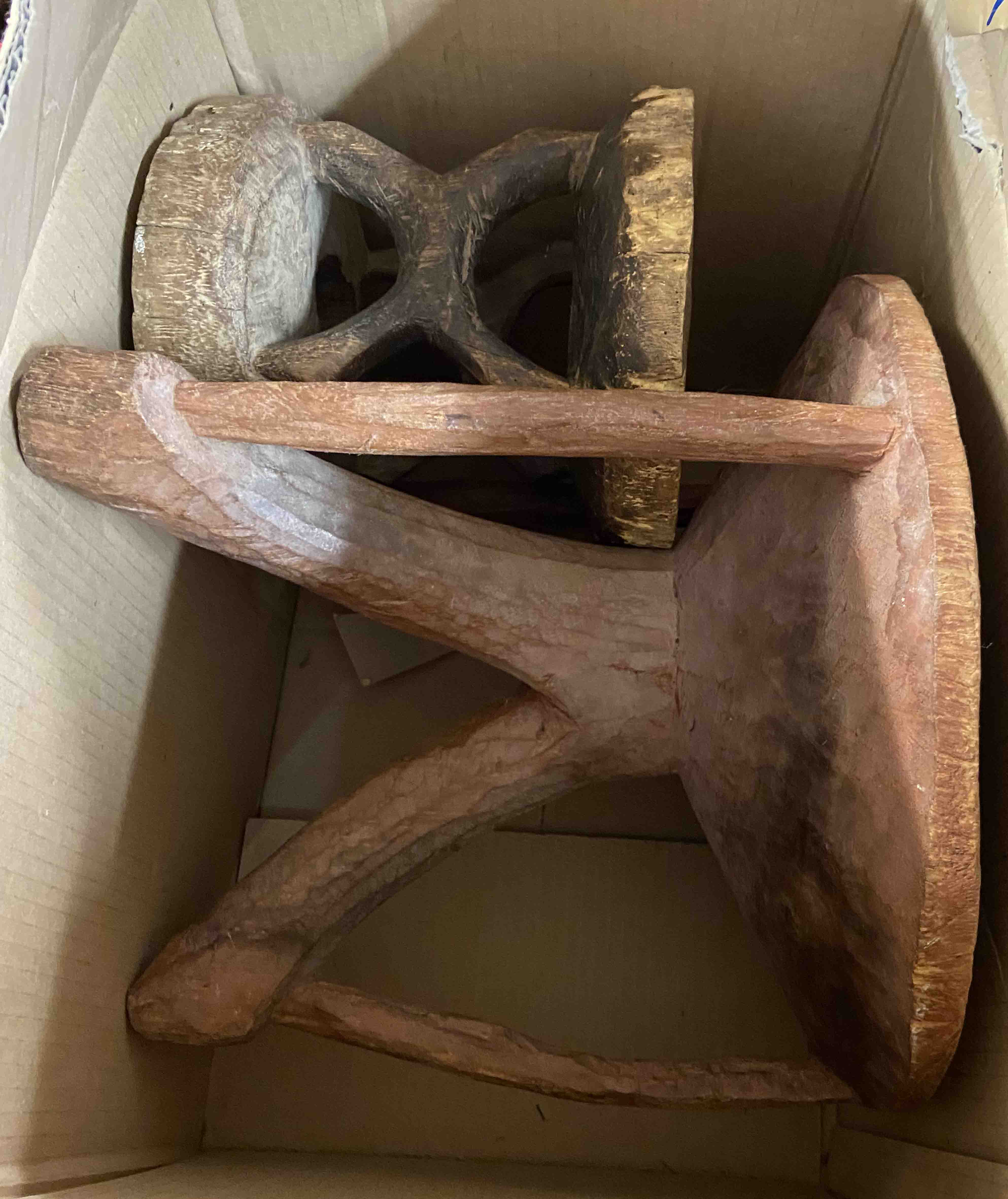 Two African carved hardwood stools