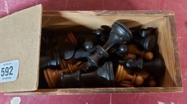 A boxed wooden chess set