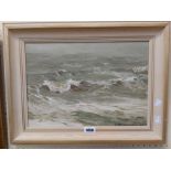 L. Barnard: a framed vintage oil on canvas seascape entitled 'Rain Coming' - signed, dated 1963