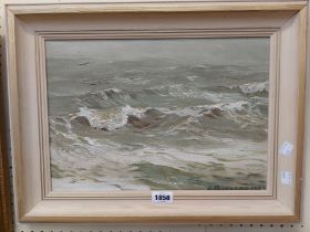 L. Barnard: a framed vintage oil on canvas seascape entitled 'Rain Coming' - signed, dated 1963