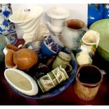A quantity of ceramics including Dartmouth gurgle jug (a/f), Lakes Truro milk jug, etc.