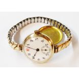 A 375 (9ct.) gold cased lady's wristwatch with white dial, seconds dial and Dreadnought fifteen