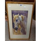 †L.B. Ewan: a framed watercolour study of a horse - signed and with details verso