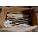 A box containing a quantity of LP records including Neil Diamond, etc.