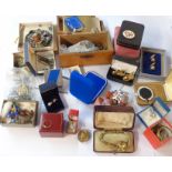 A box containing a quantity of vintage and later costume jewellery and other items
