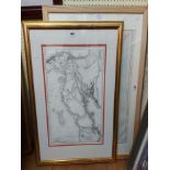 Two framed large format vintage map prints, one depicting Port Said, Egypt, the other Egypt and