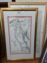 Two framed large format vintage map prints, one depicting Port Said, Egypt, the other Egypt and