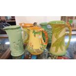 Five Art Deco Burleigh Ware jugs including parrot handled examples