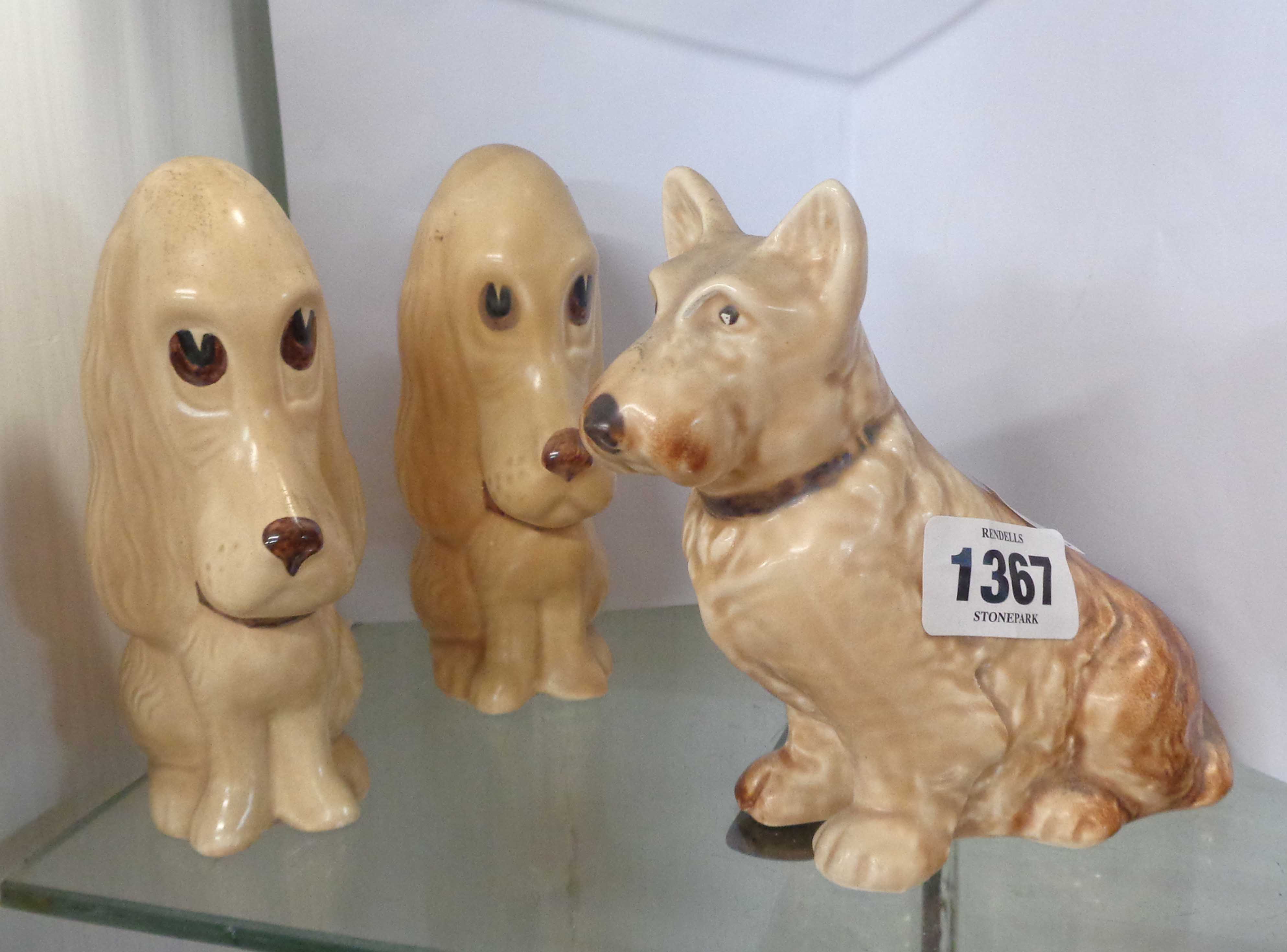 Two SylvaC pottery 'long faced' dog figurines - sold with another similar