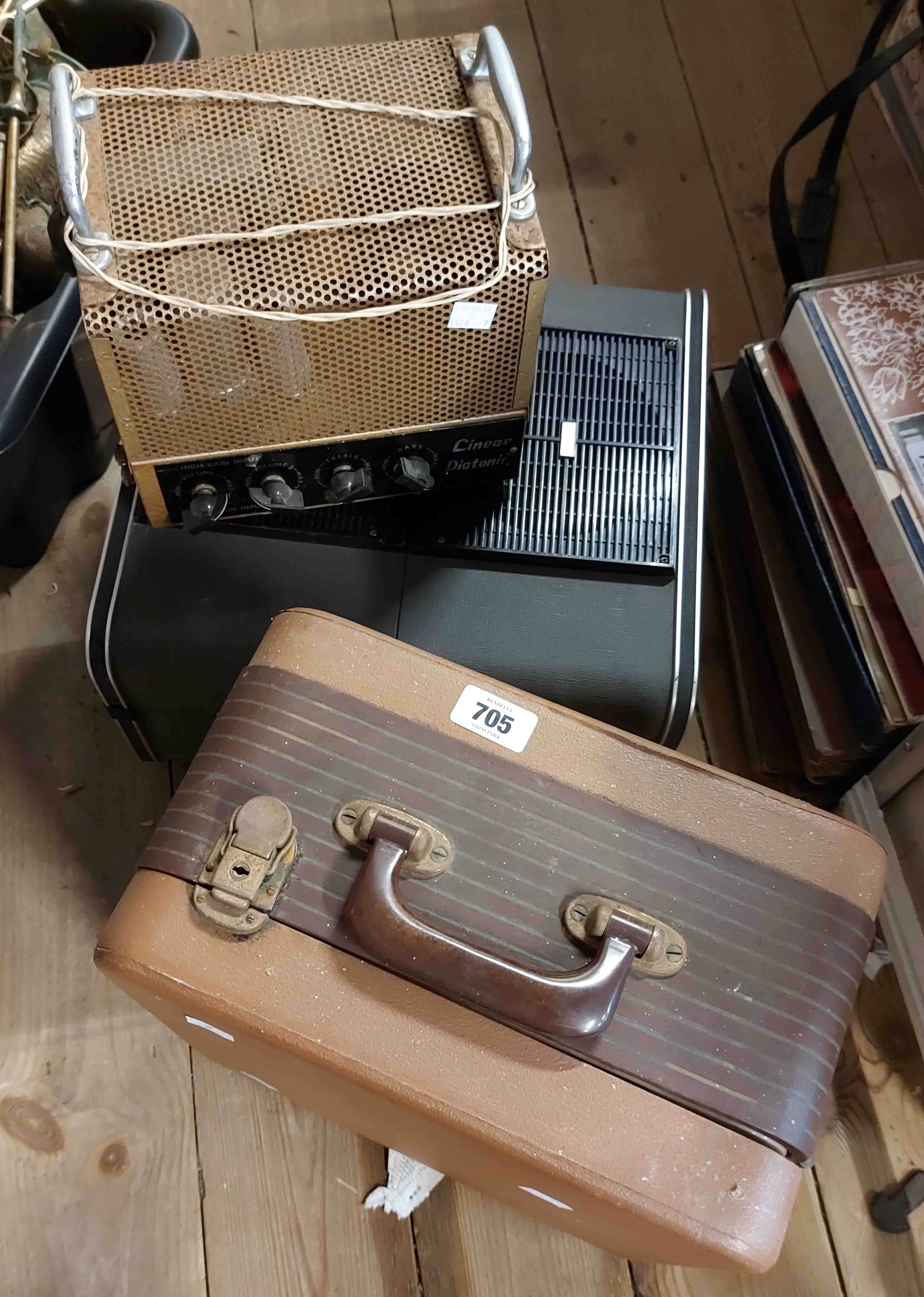 A vintage PA system and a Sony reel-to-reel tape recorder - sold with a Linia Diatonic amplifier