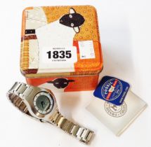 A Fossil wristwatch, a gold watch, etc. A 2001 Fossil 'Big Tic' JR-7947 unisex steel cased