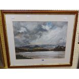 John Cooke: a framed watercolour, depicting a view of Coniston Water - signed