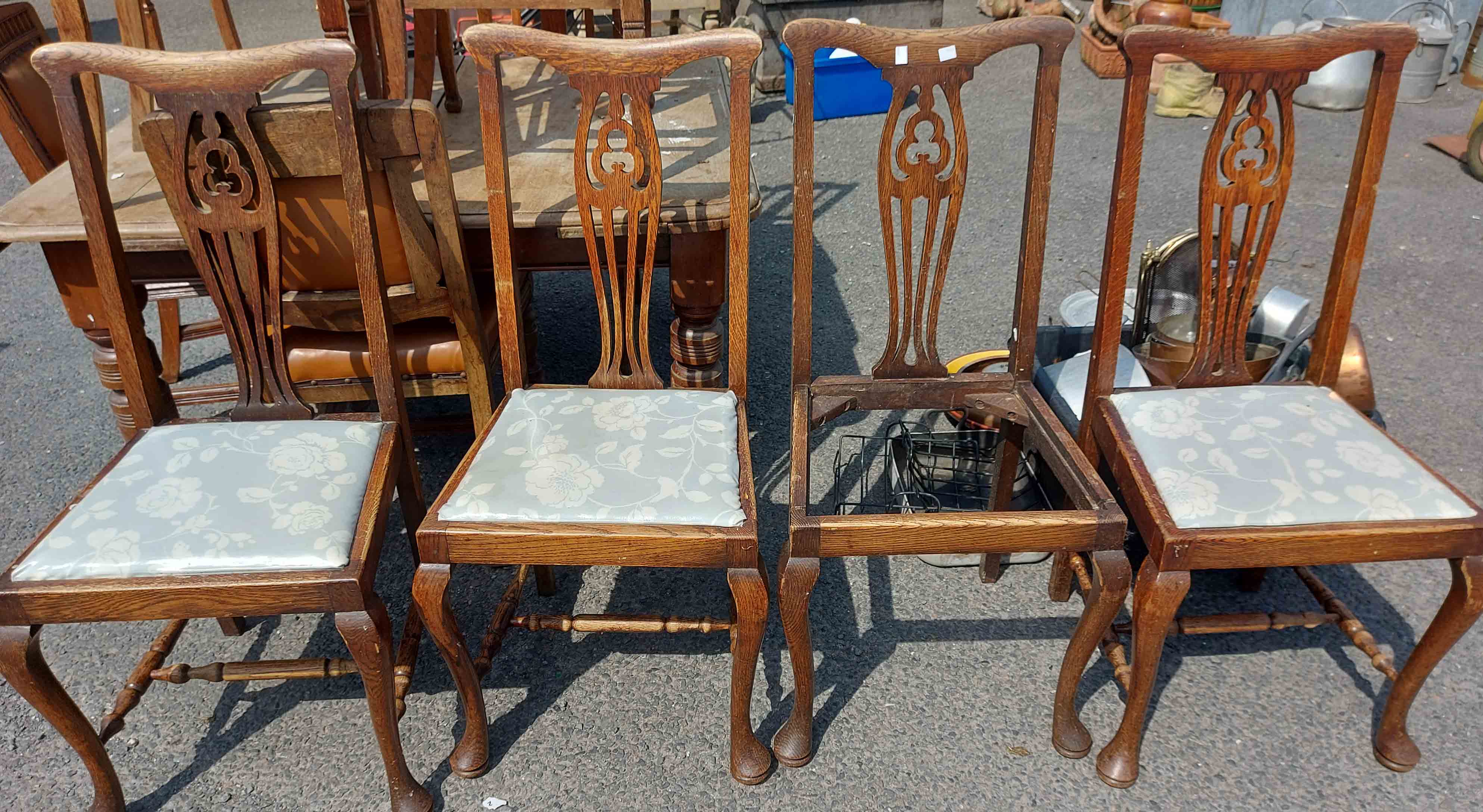 An antique mahogany table - sold with a quantity of dining chairs- for restoration - Image 2 of 2