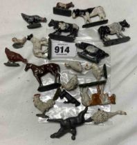 A bag containing a small quantity of early 20th Century die cast farmyard animals