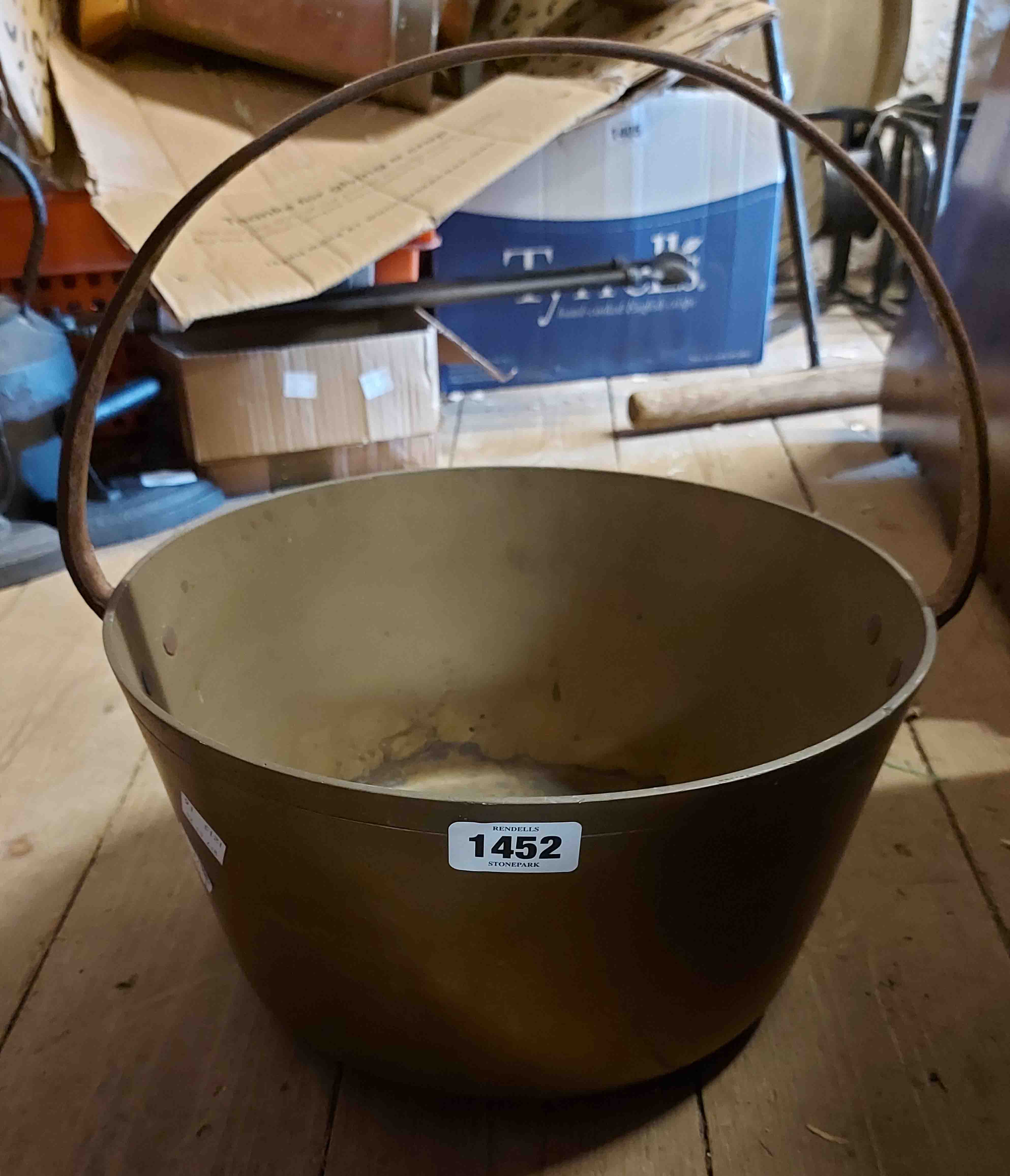 An old brass preserving pan