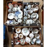 Three boxes containing a quantity of Japanese eggshell porcelain teaware, etc.