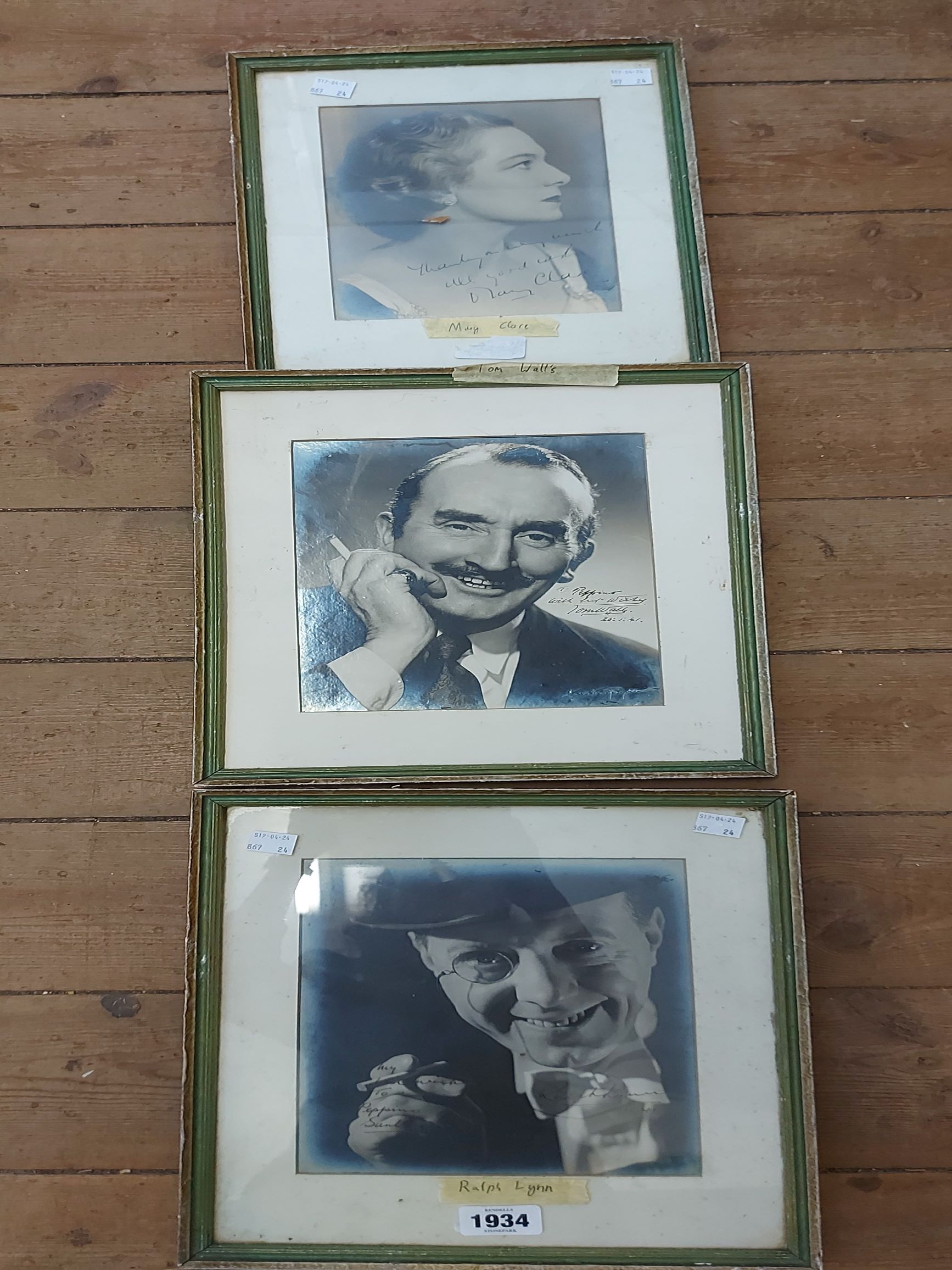 Three framed vintage medium format signed monochrome photographs of entertainers, comprising Mary